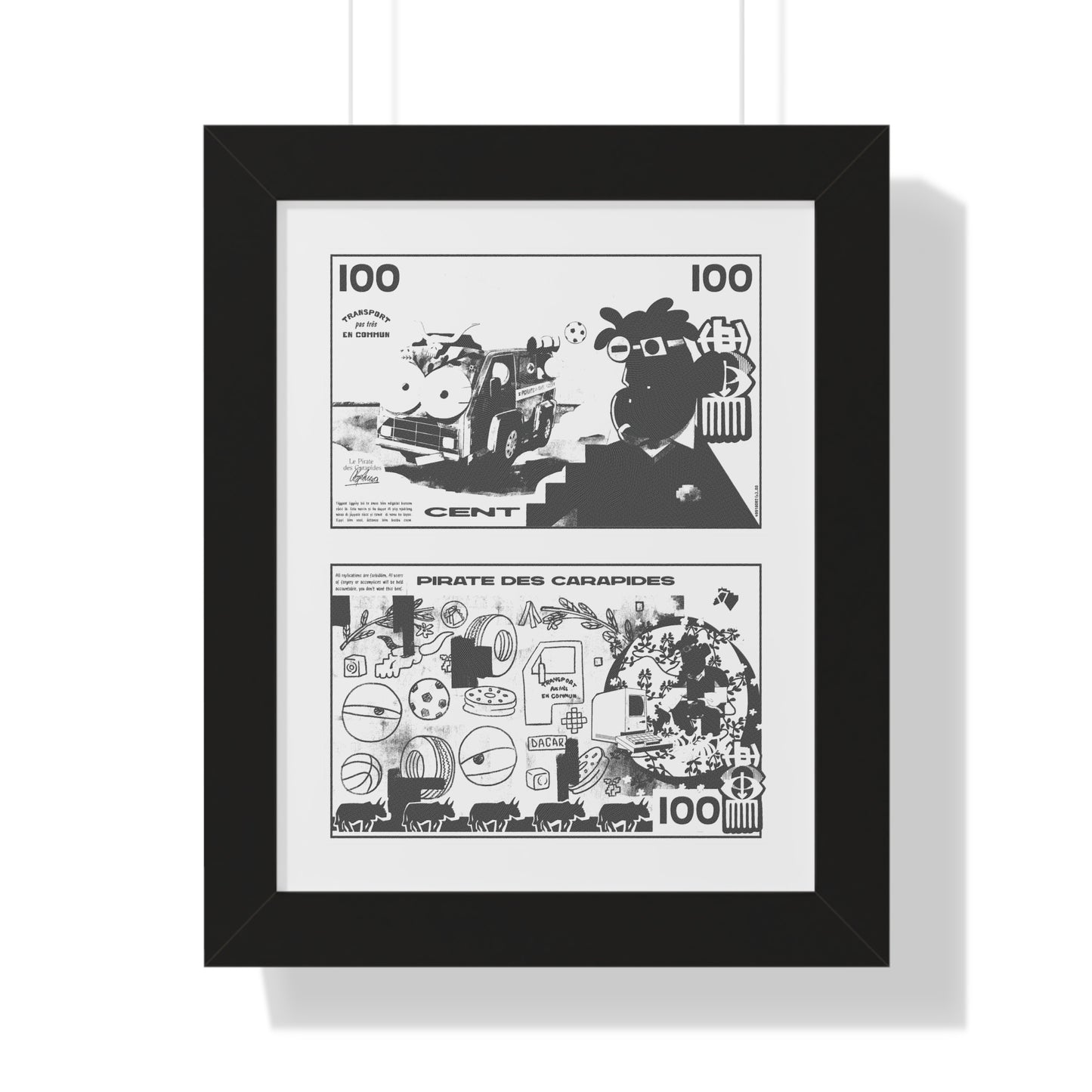 BW 100 baba bill$ framed vertical poster